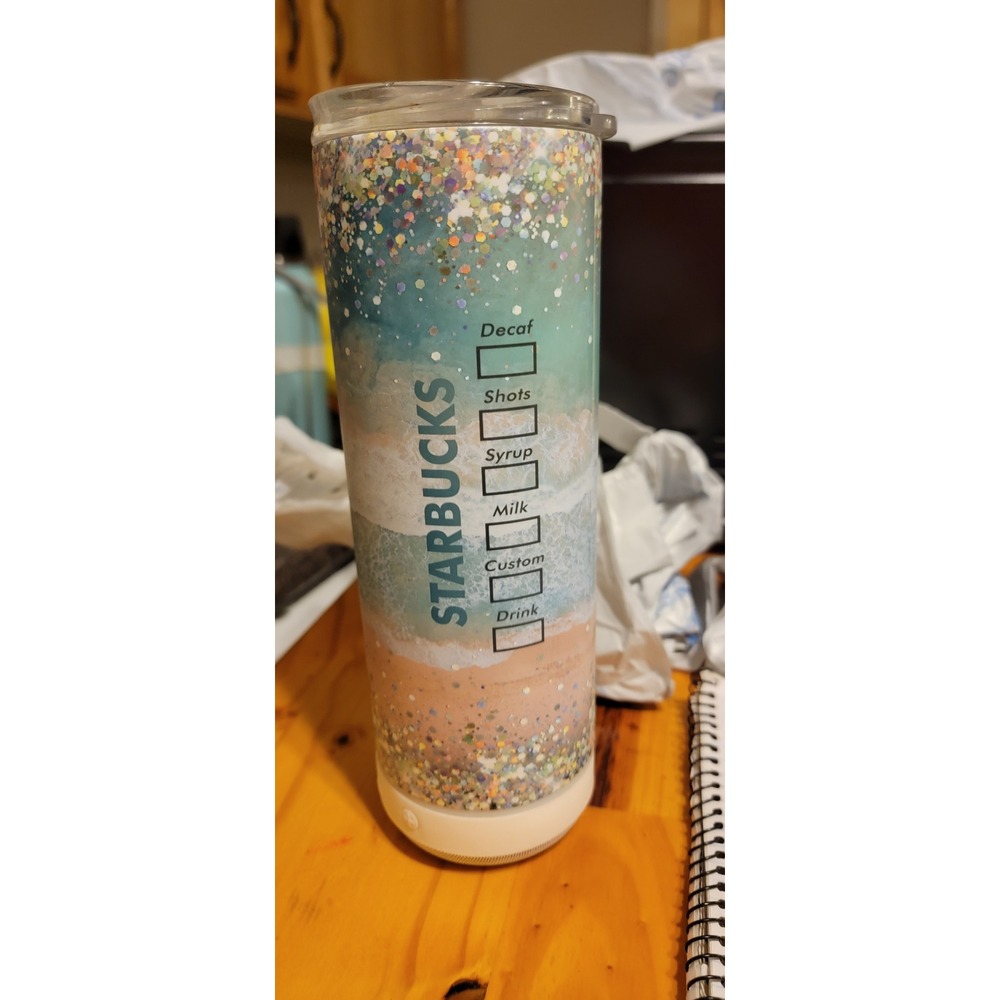 HOGG 20oz Starbucks Beach Glitter Tumbler with Built-in Bluetooth Speaker Base - Picture 12 of 13